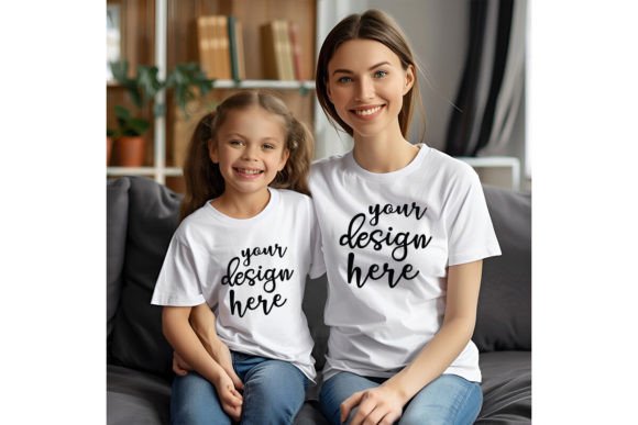Mom and Me White T-shirt Mockup